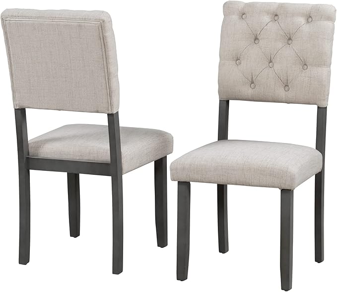 Harper & Bright Designs 6-Piece Dining Table and Chair Set with Special-Shaped Legs and Foam-Covered Seat Backs&Cushions for Dining Room (Gary)