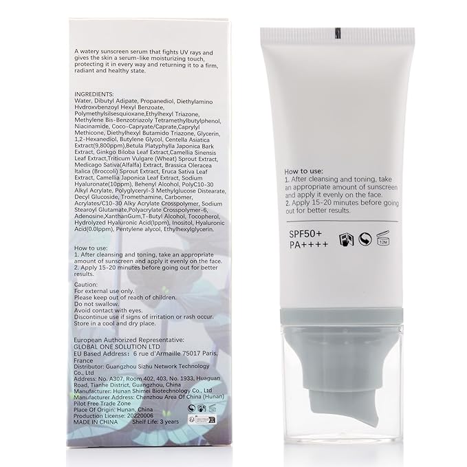 Centella Sunscreen SPF 50+ PA++++, 50ml Korean Sun Screen With Niacinamide For Face & Body, Gentle Water - Fit Sun Serum For Oily & Dry Skin, Long Lasting Moisturizing, No White Cast, Travel Size
