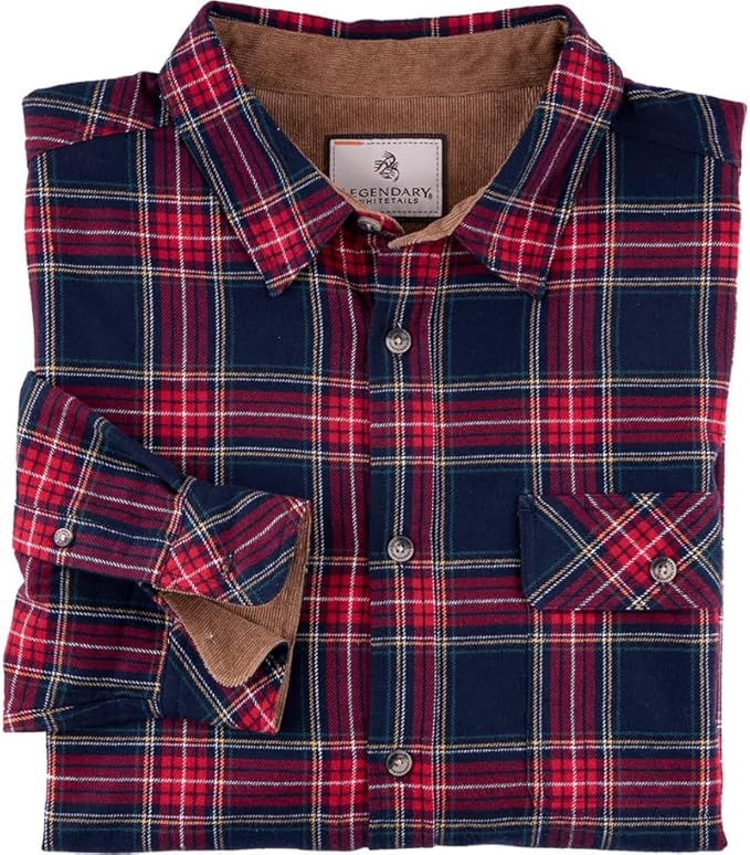 Legendary Whitetails Mens Long Sleeve Button Down 100% Cotton Flannel Shirt