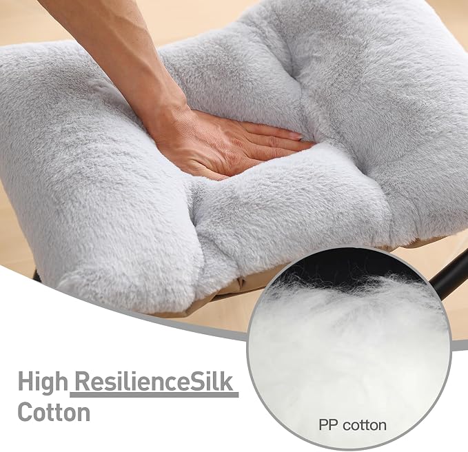 LITA Folding Footrest Stool, Portable Ottoman Foot Rest, Upholstered Small Foldable Ottoman Stool with Detachable Thick Cotton Cushion Padded Sofa Stool for Living Room, Bedroom, Plush Grey