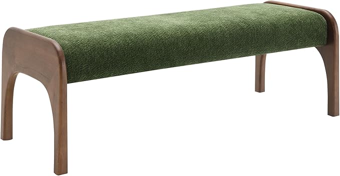 4-Piece Mid-Century Modern Dining Table Set, 63" Black Rectangular Table with 2 Dining Chairs & Bench, Dining & Kitchen Room Set for 4, Space-Saving Rustic Dining Set, Beige&Green