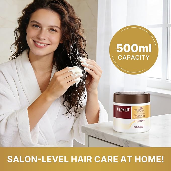 Karseellコラーゲンヘアトリートメント ディープリペアコンディショニングアルガンオイルコラーゲンヘアマスクエッセンス 500ml 16.90oz 乾燥・ダメージヘア用 全髪質対応