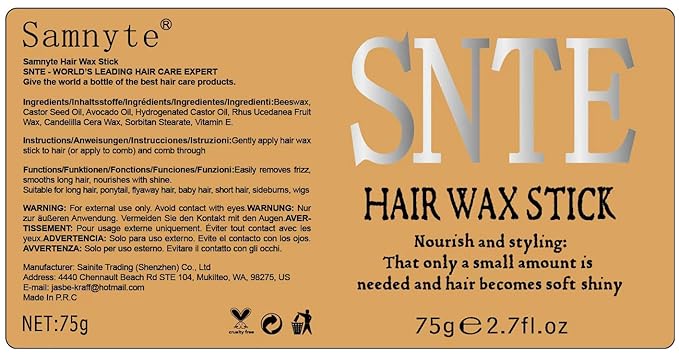 Slick Back Hair Brush (Purple), Hair Wax Stick Set, Taming Flyaways for Sleek Ponytail & Bun Styling, Hair Accessories for Teen Girls, Kids, and Women