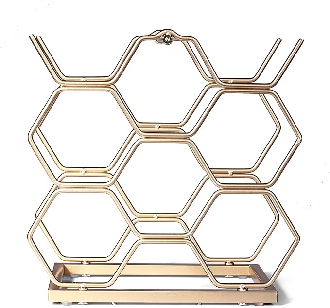 Small Wine Racks Countertop (8 Bottle Capacity),Metal Wine Bottle Holder Modern Gold for Home Kitchen Bar,Tabletop Wine Rack for Cabinet, Pantry, Wine Bottle Storage