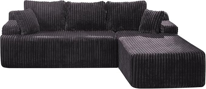 Hobestluk Modular Sectional Sofa Boneless Couch L-Shape Couch 3 Seat Modular Couch Memory Foam Sectional Couches for Living Room Furniture, Cloud Couch with Oversized Chaise (108" Right Facing Chaise)