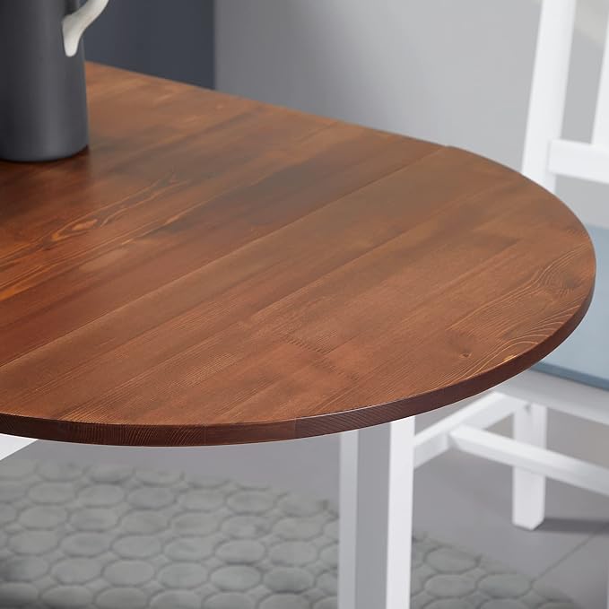 HOMCOM 55" Solid Wood Kitchen Table for 4-6 People, Oval Drop Leaf Tables for Small Spaces, Folding Dining Table, Brown