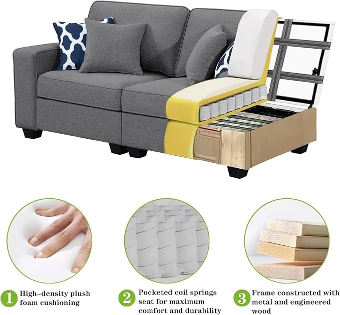 Legend Vansen Oversized Modular Sectional Sofa,U/L‑Shaped Reversible Couch with Ottoman,Deep Seat Plush Polyester Sofa for Living Room,13‑Seater,Dark Grey
