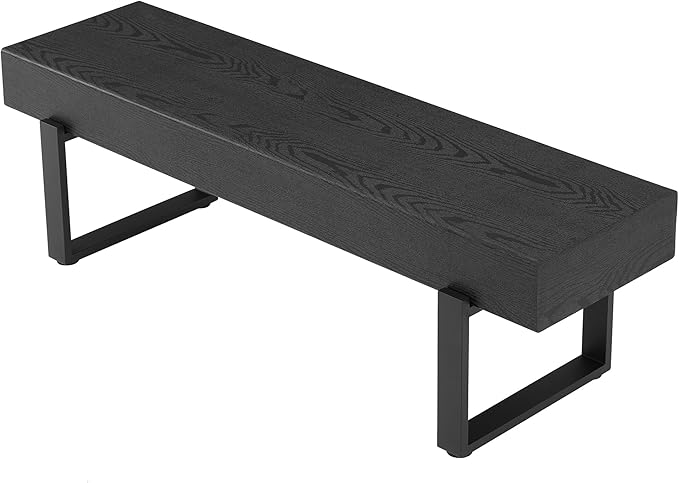 Merax 59" Wooden Dining Bench, Farmhouse Indoor Kitchen Table Benches, Bed Bench, Industrial Shoe Bench, Entryway Benches, Black