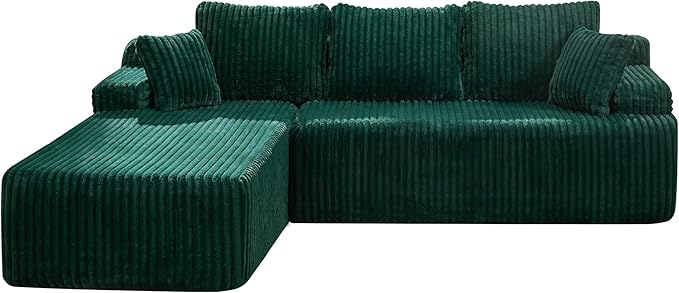 Hobestluk Modular Sectional Sofa Boneless Couch L-Shape Couch 3 Seat Modular Couch Memory Foam Sectional Couches for Living Room Furniture, Cloud Couch with Oversized Chaise (108" Left Facing Chaise)