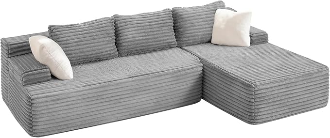 Hobestluk Modular Sectional Sofa Boneless Couch L-Shape Couch 3 Seat Modular Couch Memory Foam Sectional Couches for Living Room Furniture, Cloud Couch with Chaise Lounge (96" Right Facing Chaise)