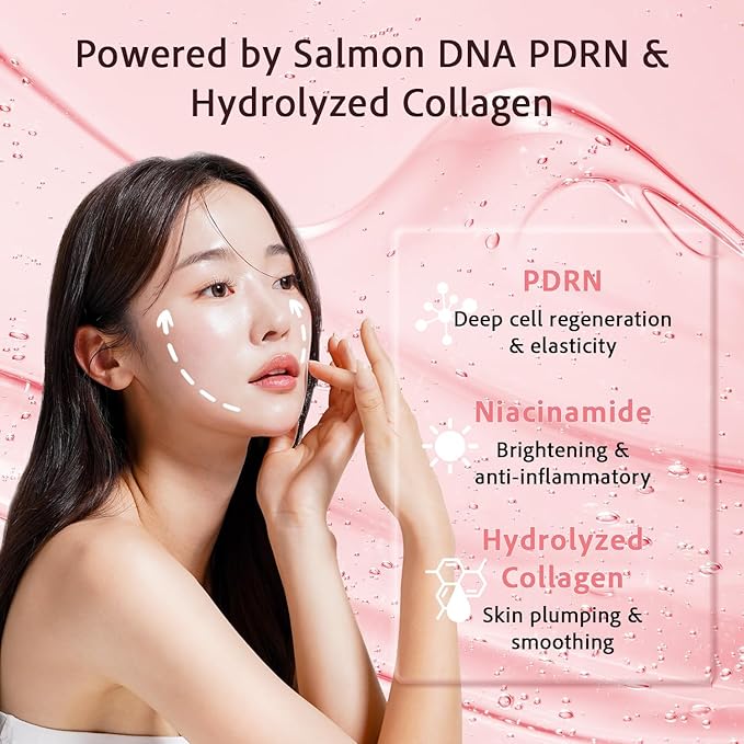Salmon DNA PDRN Collagen Face Mask – Korean Face Mask for Glass Skin – Collagen Face Masks Skincare Overnight Hydrogel – Firming, Hydrating Face Masks, Pink Collagen Mask 4-Pack
