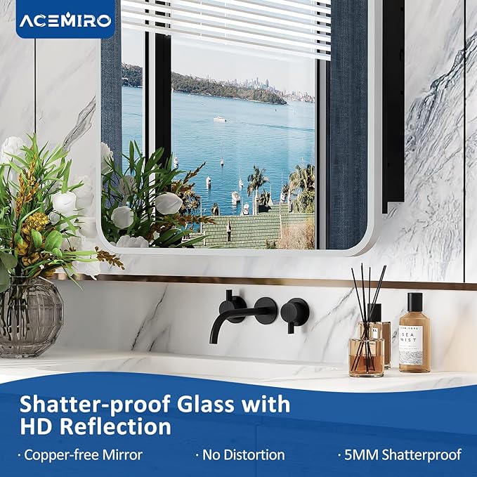 ACEMIRO 20x28 Inch Recessed Medicine Cabinet with Mirror Metal Framed Surface Wall Mounted Bathroom Mirror Medicine Cabinet with Storage Brushed Silver