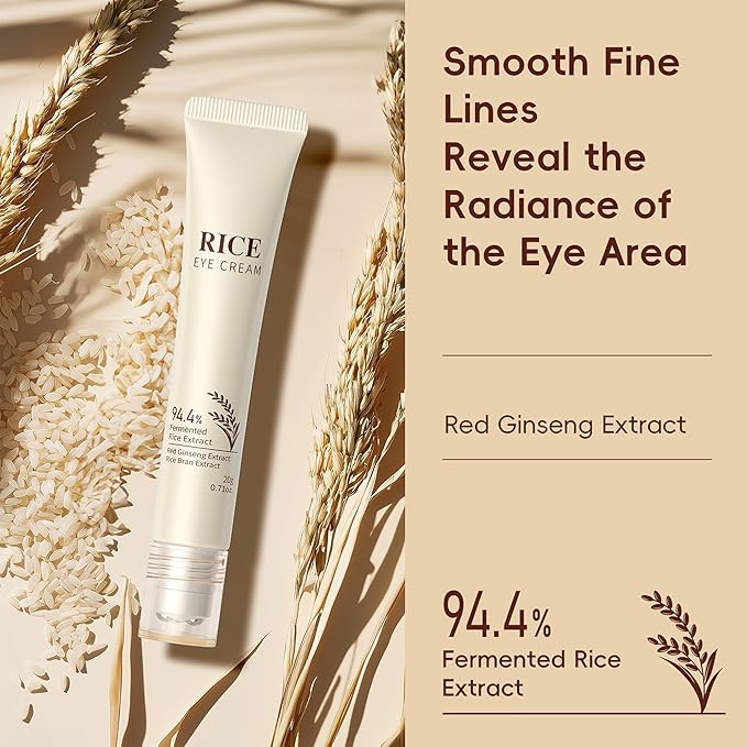 Rice Eye Cream, Multi-Effect Correxion Eye Cream with 94.4% Fermented Rice Extract, Deep Hydration Improve Dark Circles Eye Bags Under Eye Cream for Fine Wrinkles and Puffiness Treatment
