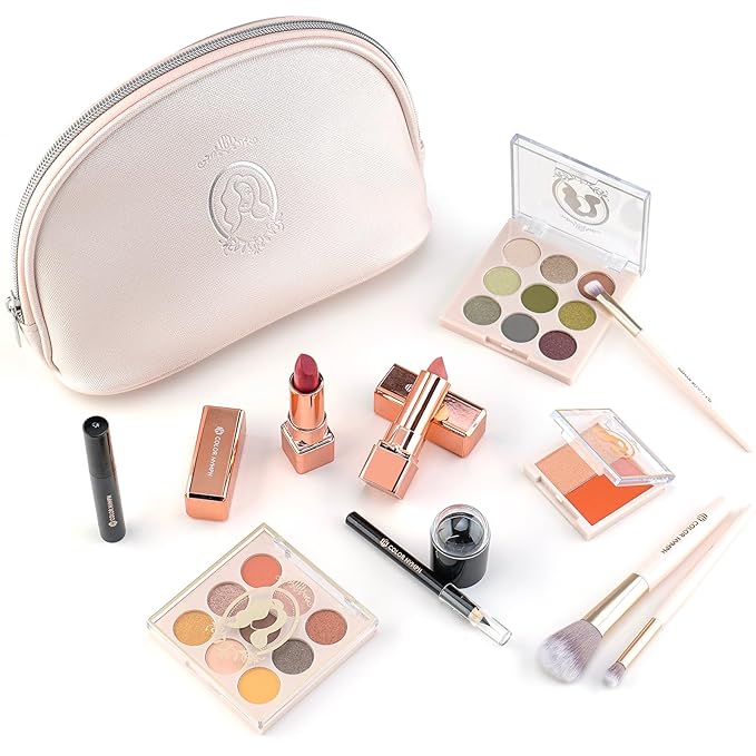 Color Nymph Makeup Kits For Teens Girls | All In One Make up Set With Cosmetics Bag | Included Eyeshadow Blush Lipstick Lip Pencil Eye Pencil Brush Mascara | Travel Friendly Makeup Bag Design