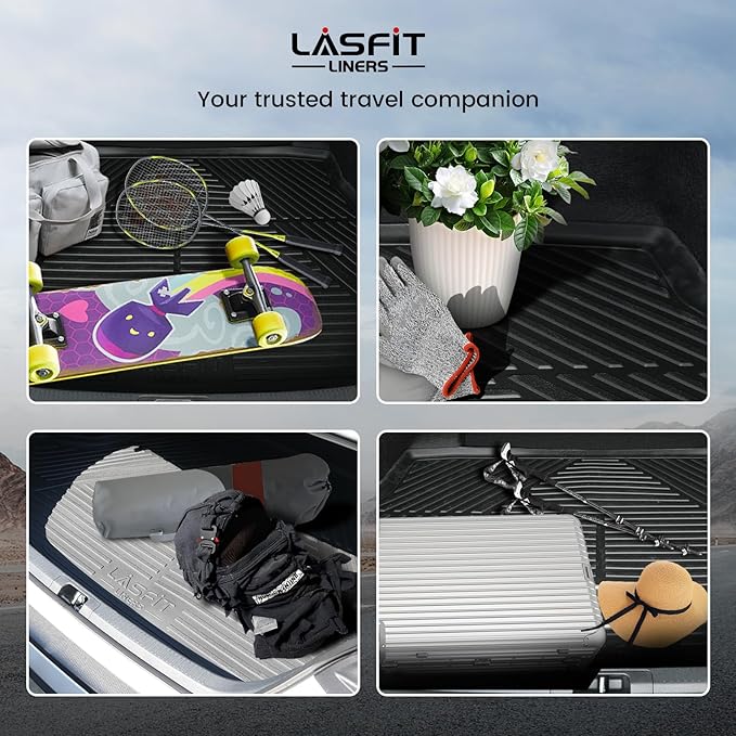 LASFIT Cargo Mat with Backrest Mat for Honda Passport 2026, All Weather TPE Custom Fit Trunk Mat Trunk Liner Trunk Tray Cargo Liner Cargo Tray with Seatback Cover, Black