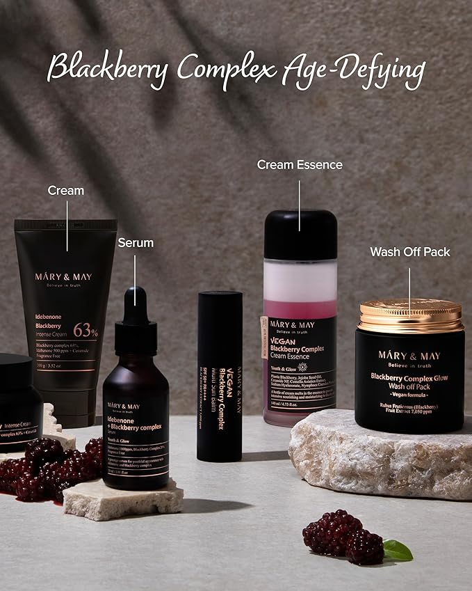 Mary&May Premium Idebenone Blackberry Complex Essence Mask (20 Sheets) – Bamboo Charcoal Sheet, Daily Pull-Out Dispenser Korean Face Mask with Vitamin C, Panthenol & Ceramide for Hydrating Radiance