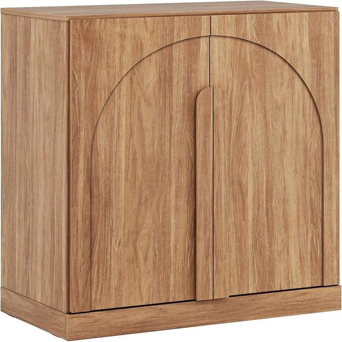 BELLEZE Bijou 31.5" Sideboard Buffet Cabinet, Modern Cabinet with Arched Wood Door - Private Storage Hidden Organizer, Console Table for Livingroom, Entryway & Home Office, 70lbs Capacity, Camel