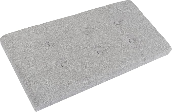 Lavish Home Folding Storage Ottoman - Set of 2 30-Inch Tufted Footrest, Linen Chest, or Bench with Removable Bin for Living Room, Bedroom, or Dorm (Light Gray)