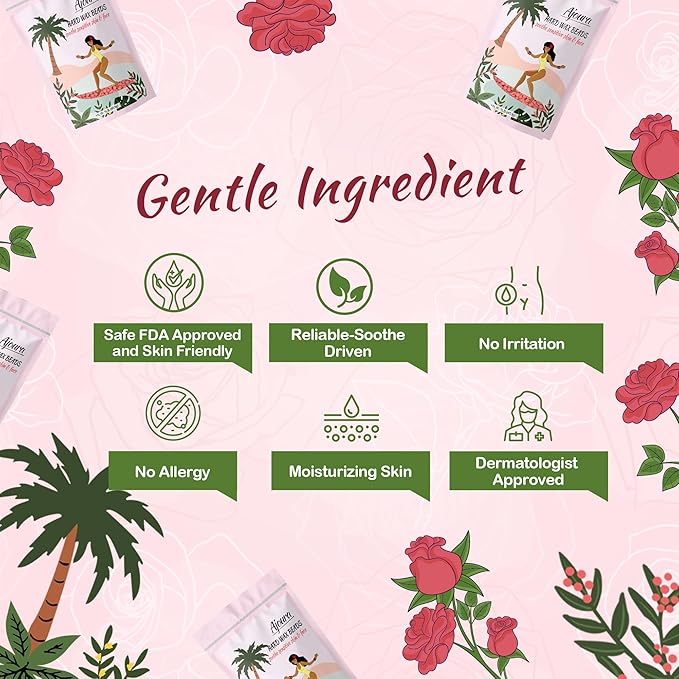 Ajoura Wax Beads for Hair Removal, 1lb Pink Rose Hard Wax for Coarse Hair, Perfect for Brazilian, Bikini, Eyebrow, Legs, Facial, and Full Body Waxing, At-Home Wax Refill for Women and Men