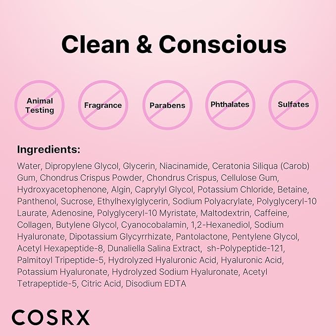 COSRX Pink Peptides Collagen Hydrogel Eye Patch for Puffy Eyes, Dark Circles & Fine Lines, Cooling Under Eye Patches (60), Korean Skin Care
