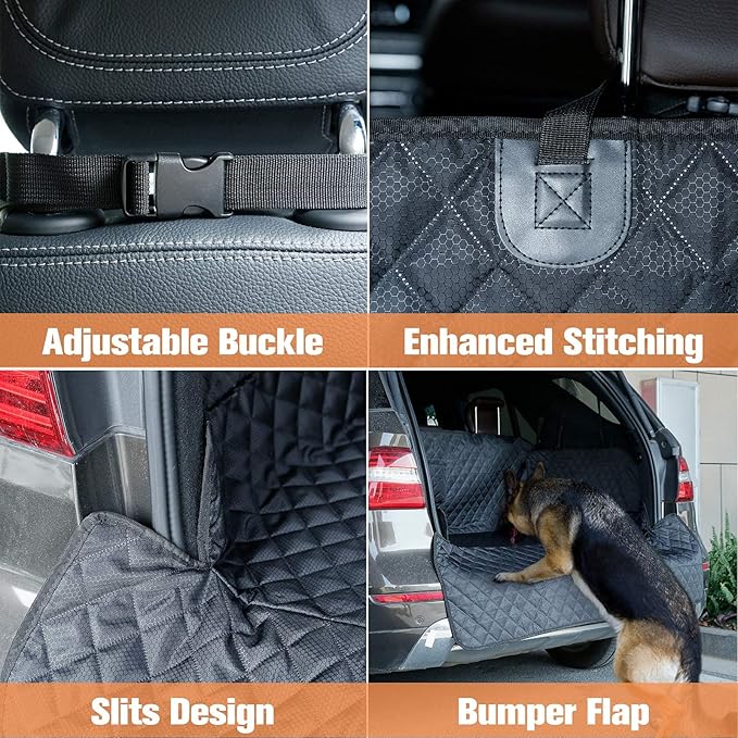 PETICON SUV Cargo Liner for Dogs, Waterproof Trunk Cover for SUVs with Bumper Flap Protector, Scratchproof Durable 600D Oxford Fabric, Non-Slip, Machine Washable
