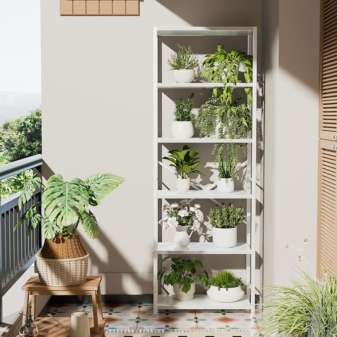 Furologee 6 Tier Book Shelf, Tall Wide Bookshelf, Modern Open Bookcase, Display Shelves Storage Organizer, Shelving Unit for Living Room, Home Office, Bedroom, Kitchen, White