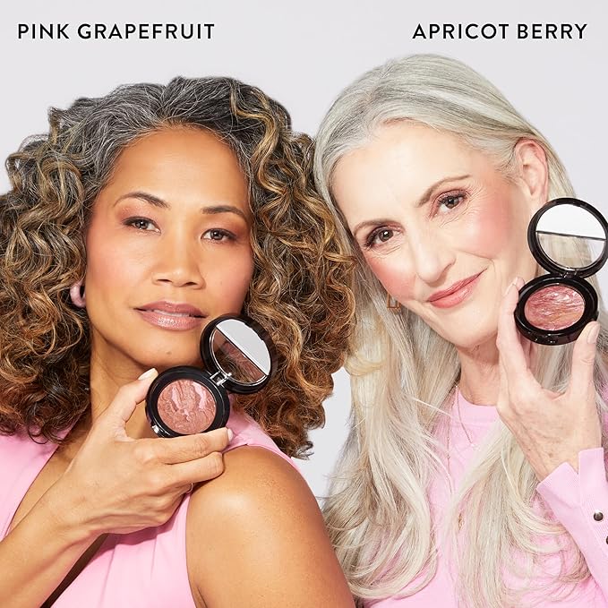 LAURA GELLER NEW YORK Baked Blush-n-Brighten Marbleized Blush for Cheeks - Pink Grapefruit - Satin Finish - Buildable Color (Pack of 2)