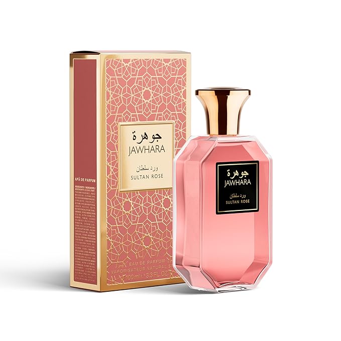 Jawhara Sultan Rose | ウッディフローラル オードパルファム 100ml | サフラン、タイフローズ、ウォームバニラ、ホワイトムスクの香り | 長持ち | 普段使い | TSA準拠 | 女性用ローズフレグランス