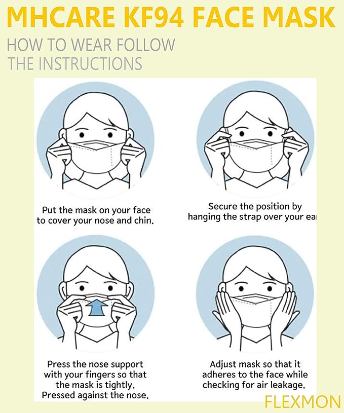 (Pack of 10) Korea Black Disposable KF94_ Face Masks, Unisex, 4-Layer Filters Breathable Comfortable, Adjustable Strap, Nose Mouth Covering Dust Mask Made in Korea.