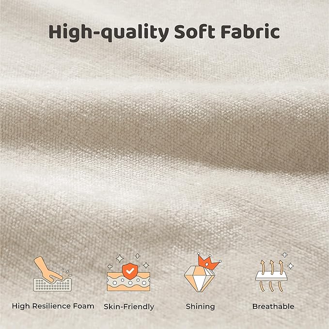 RECCI AirFrame Queen Bed Frame with Headboard, Cloud Upholstered Platform Bed Frame, 5 Inch Foam Cushioned, No Box Spring, Easy Assembly(Beige Chenille)