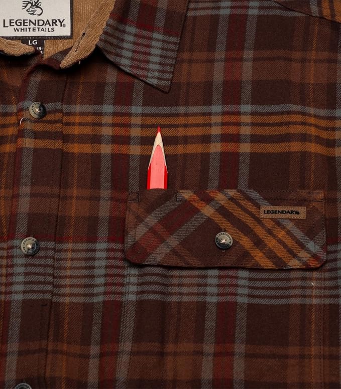 Legendary Whitetails Mens Long Sleeve Button Down 100% Cotton Flannel Shirt