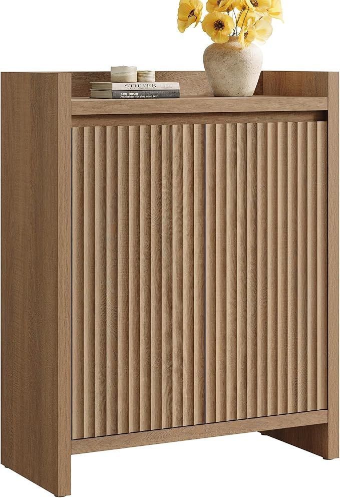 SICOTAS Shoe Cabinet - Fluted Shoe Storage with Thickened Panels for Entryway, 24-Pair Organizer with Doors & Adjustable Shelves, 6-Tier Shoe Rack for Hallway Living Room