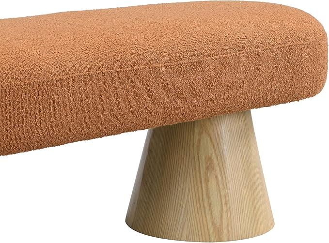 Christopher Knight Home Manila 64" Oval Dining Bench, Boucle Ottoman Bench, Large Dining Chair, Entryway Bench, Comfort Long Footstool for Living Room Dining Room, No Assembly Needed, Orange