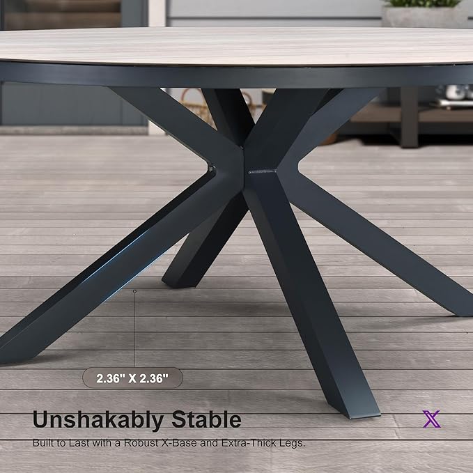 PURPLE LEAF 9-Piece Patio Dining Set with Cushions All-Weather Wicker Round Table and Chairs Gray-Finish Aluminum Frame Outdoor Furniture for Garden Deck Backyard