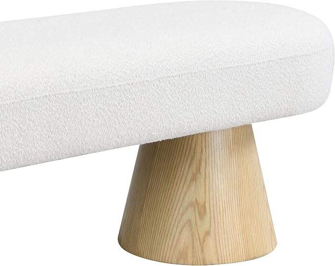 Christopher Knight Home Manila 64" Oval Dining Bench, Boucle Ottoman Bench, Large Dining Chair, Entryway Bench, Comfort Long Footstool for Living Room Dining Room, No Assembly Needed, Beige