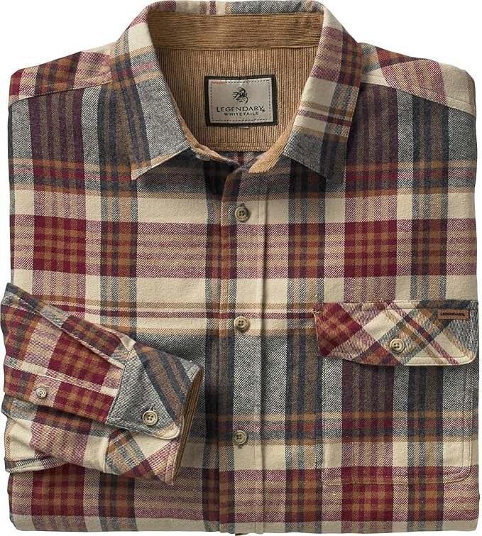 Legendary Whitetails Mens Long Sleeve Button Down 100% Cotton Flannel Shirt