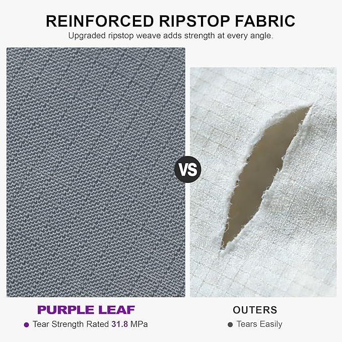 PURPLE LEAF Outdoor Dining Set with Waterproof Furniture Cover 7-Piece All-Weather Patio Set for 6 with Gray Aluminum Table Rope Weave Chairs and Cushions, Gray