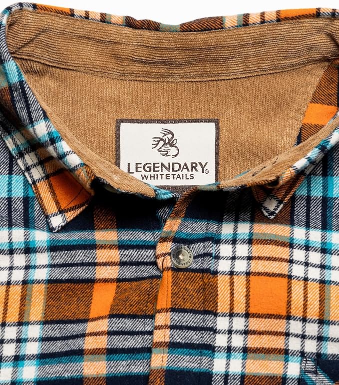 Legendary Whitetails Mens Long Sleeve Button Down 100% Cotton Flannel Shirt