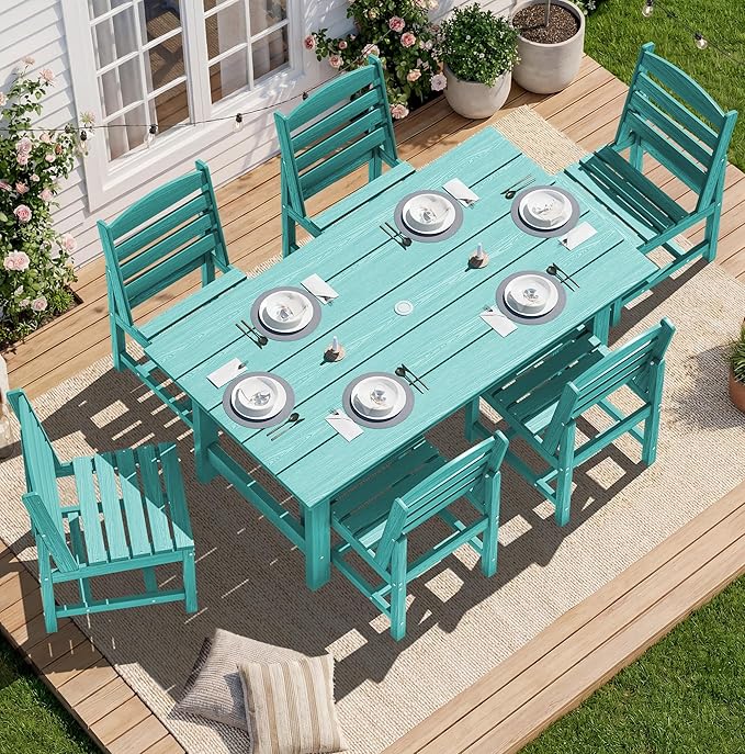SERWALL Patio Dining Sets for 10 Person, HDPE Dining Set with 2 Tables, 8 Armless Chairs and 2 Armed Dining Chairs, Aruba
