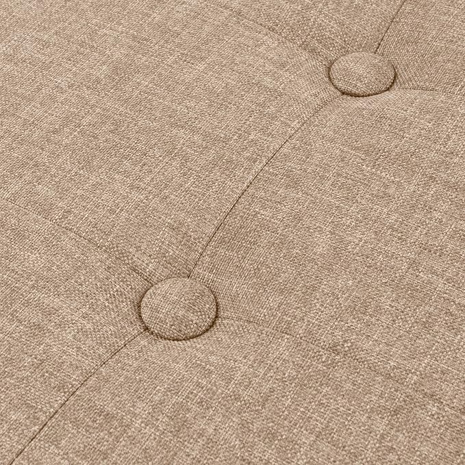 Lavish Home Folding Storage Ottoman - Set of 2 30-Inch Tufted Footrest, Linen Chest, or Bench with Removable Bin for Living Room, Bedroom, or Dorm (Beige)