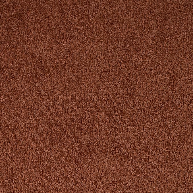 Christopher Knight Home Carly Low Profile Accent Chair, Boucle Upholstered Barrel Chair, Comfy Reading Chair for Bedroom, Wooden Single Lounge Sofa, Burnt Orange