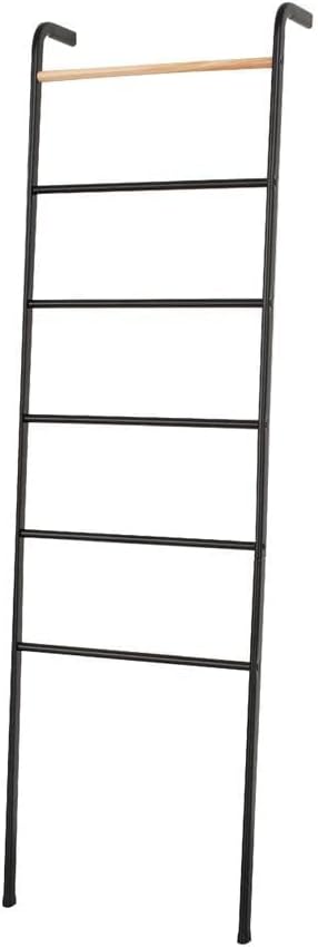 Wall Leaning Ladder Rack for Household Fabrics, Clothing, Interior Decoration, Black