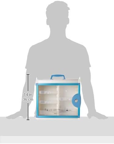 Glosen Lockable Medicine Cabinet with 5 Removable Trays, Wall Mounted & Portable Locking Medicine Cabinet Organizer with Key Lock for Home, Bathroom, Office - Aluminum Alloy Frame(13.6x13.4x6.5Inch)