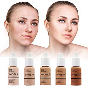 PHOERA Foundation,Flawless Soft Matte Oil Control Liquid Foundation Full Coverage Face Makeup. (101# Porcelain)
