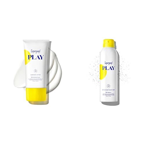 Supergoop! Summer PLAY Bundle - Includes PLAY Everyday Lotion (5.5 oz) + Antioxidant Body Mist (6 oz) - Broad Spectrum Sunscreen Recommended for Sensitive Skin - Great for Active Days