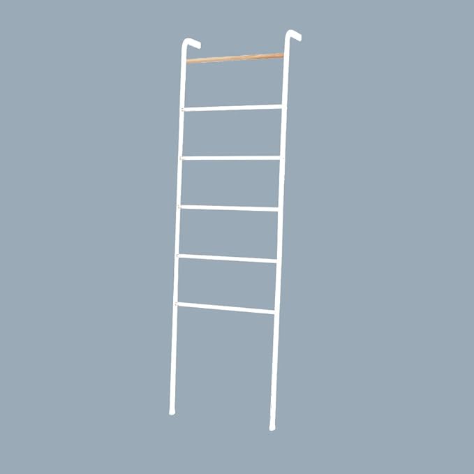 Wall Leaning Ladder Rack for Household Fabrics, Clothing, Interior Decoration, White