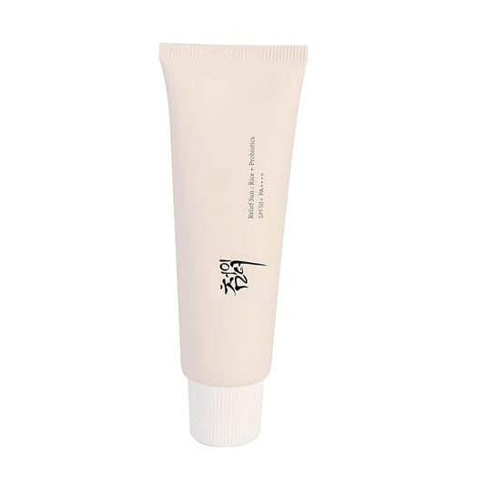 Relief Sun Organic Korean sunscreen SPF50+, PA++++ Riceand Probiotics, Korean Skin Care Solution for All Skin Types, Nourishing Skin Protection