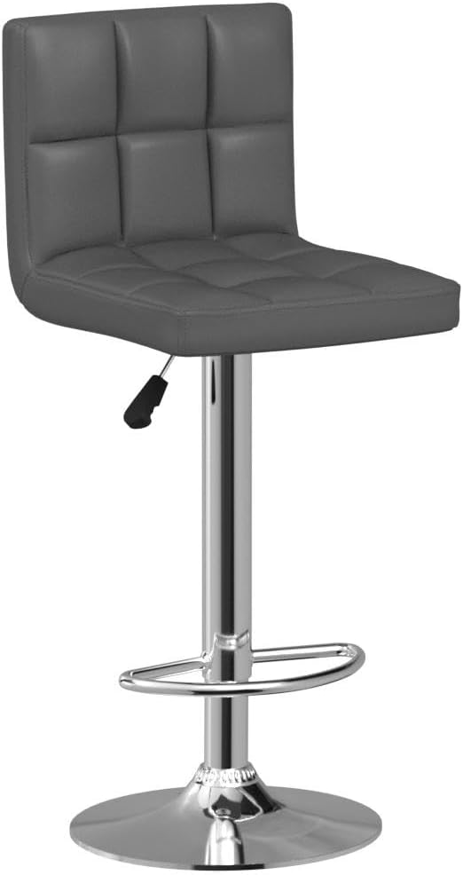 Furmax Bar Stools Modern Pu Leather Swivel Adjustable Hydraulic Bar Stool Square Counter Height Stool Set of 2 (Gray)