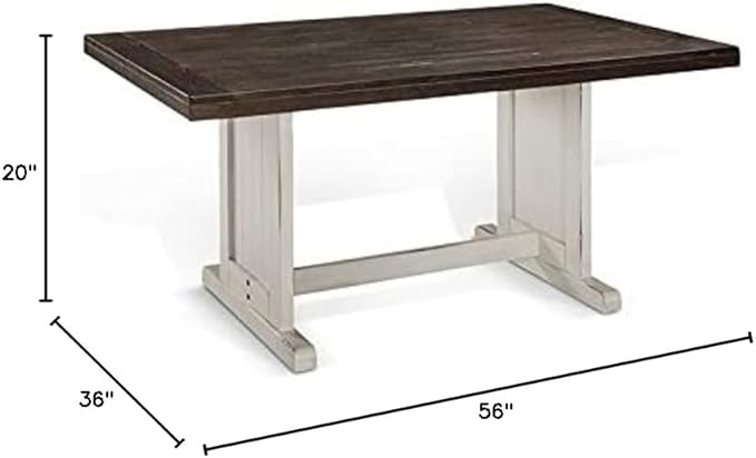 Pemberly Row Wood Breakfast Nook Set, Off White and Dark Brown Finish, Mahogany Base, Hidden Storage Benches, Reversible Design, Two-Toned European Cottage Style Dining Set for Small Spaces