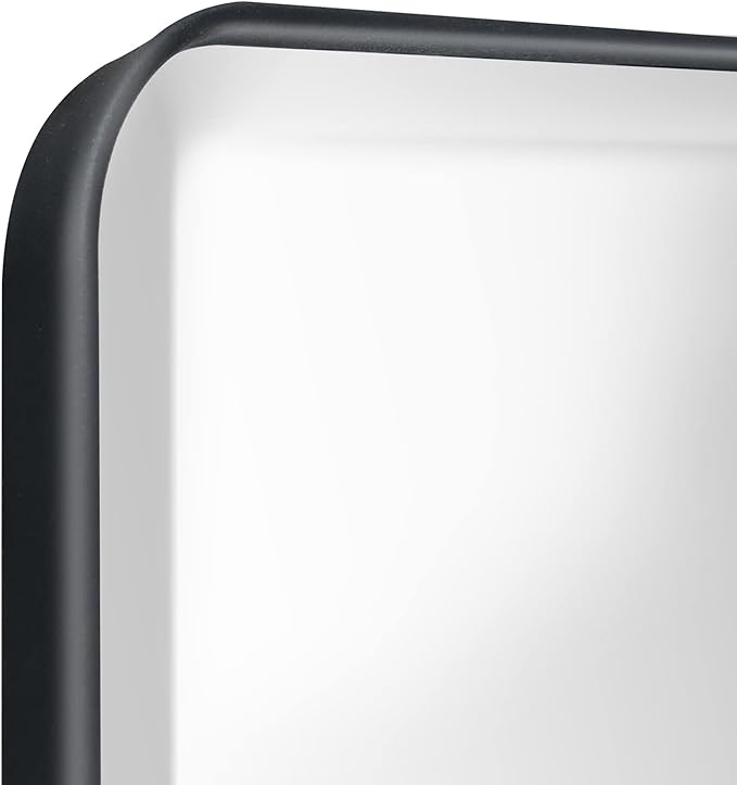 Fundin Plastic Black Medicine Cabinet, Beveled Edge Mirror Door with Round Corner Metal Frame, Recessed and Surface Mount Bathroom Medicine Cabinet, 16 x 24 inch Mirror Size